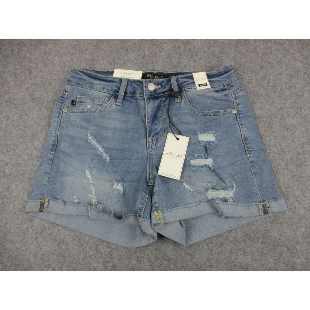Judy Blue Shorts Womens Medium Blue Cut Off Cuffed Distressed Denim Medium Wash